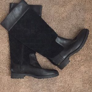 Sperry Black Boots with Quilted Velvet!